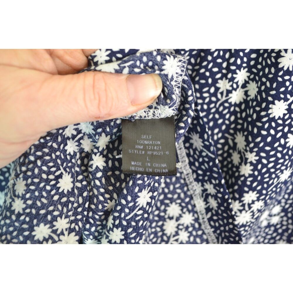 Ellison Women's Large Blue Floral 3/4 Sleeve One Piece Romper - Picture 6 of 13
